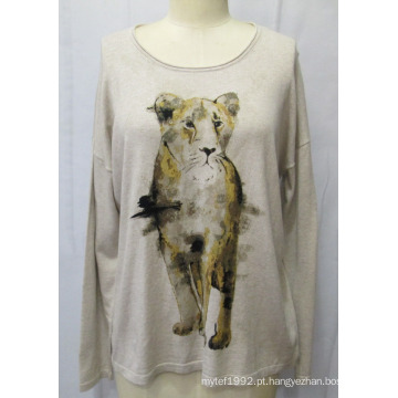 Mulheres pullover malha camisola com manga comprida